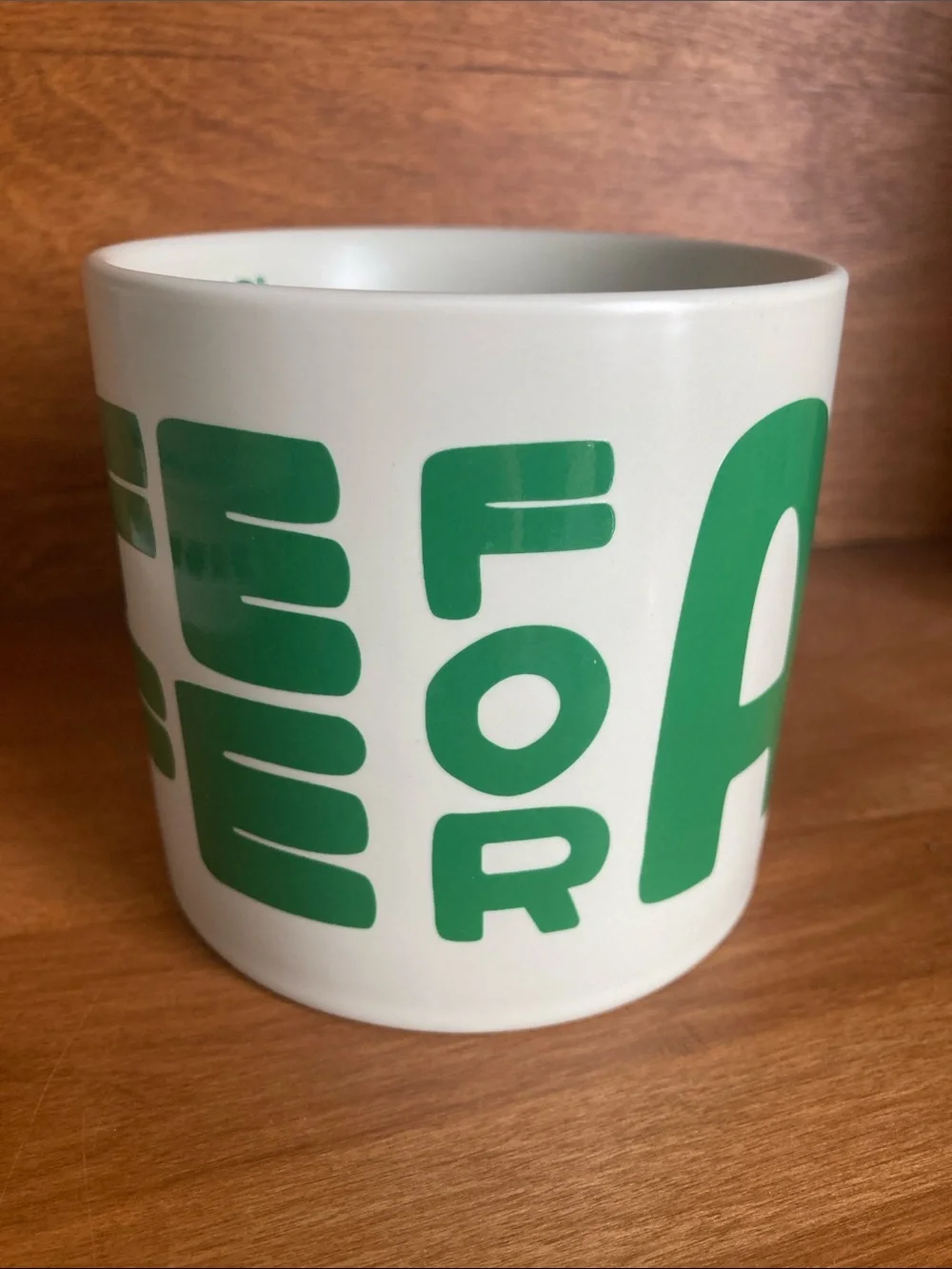 Starbucks Green and White COFFEE FOR ALL Mug CLK25 NWT